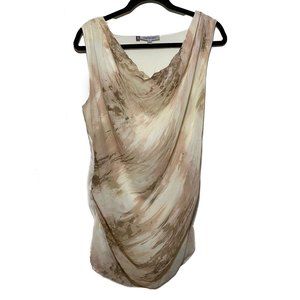 Jennifer Lopez Sheer Tunic Top Size Large Brown Cream